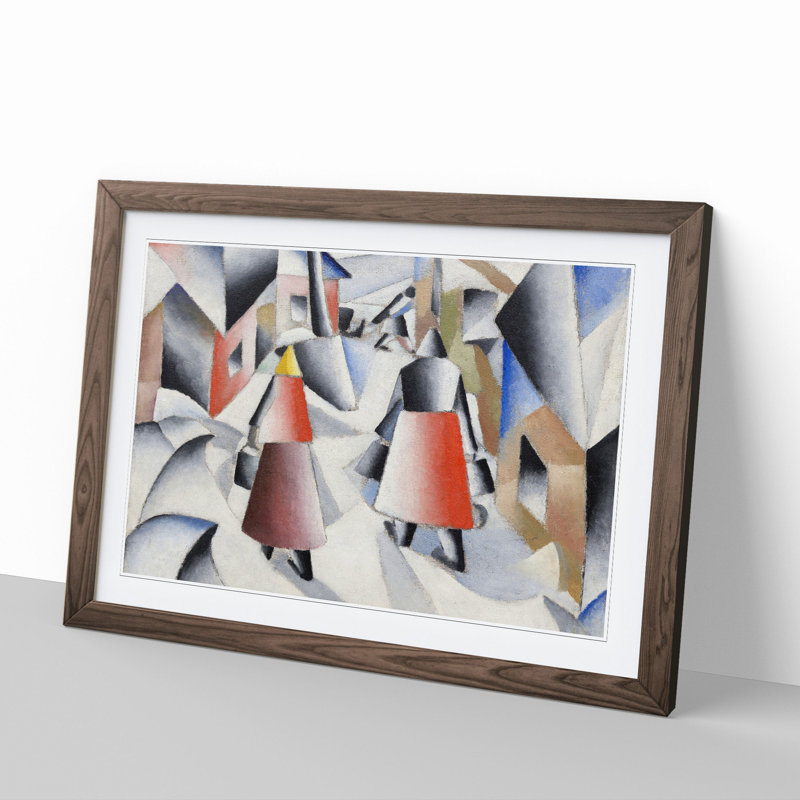 Village After Snowstorm by Kazimir Malevich - Picture Frame Painting, 27cm H x 36cm W x 2cm D, Walnut