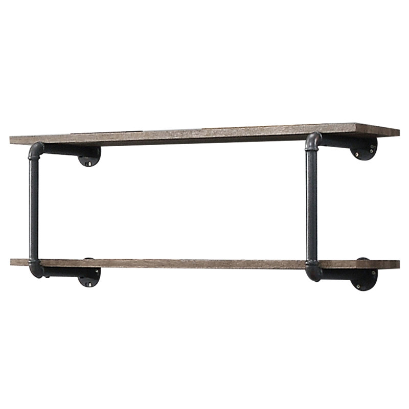 Tablette de rangement murale industrielle 2, chêne antique et gris sable, tablette élégante fonctionnelle en gris naturel et fini, structure en métal pour plus de stabilité
