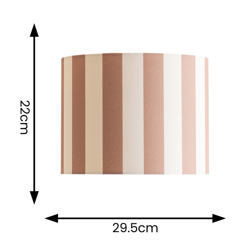 Tagle Blended Fabric Drum Lamp Shade ( Slip-On ), Brown/Cream, 22cm H x 29.5cm W x 29.5cm D