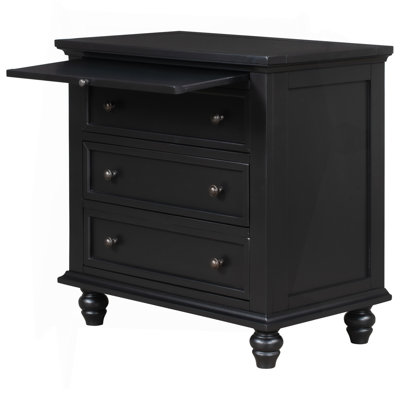 27.6'' Painted Nightstand with pull-out tray, Fashion Bedside Cabinet with 3 Drawers, Minimalist Sofa Side Table with rubber legs and Metal handle for Bedroom Sofa Couch Office