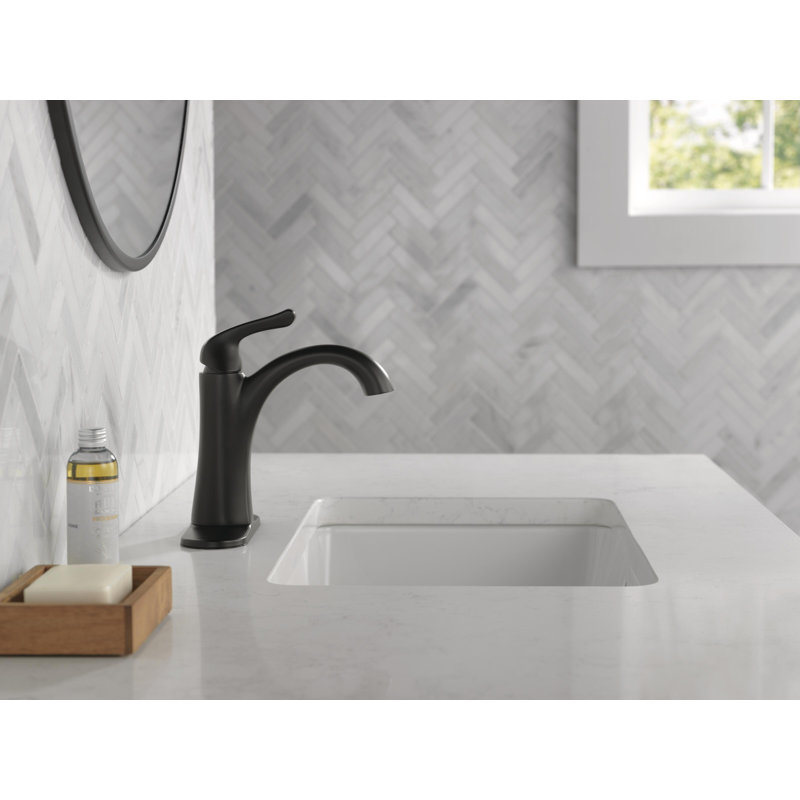 Arvo Single Hole Bathroom Faucet with Drain Assembly, Single Handle Bathroom Sink Faucet, Matte Black