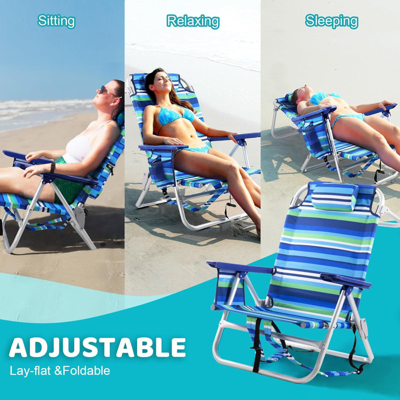 Chaises de plage Berget, chaise de camping pliante robuste, Bleu foncé