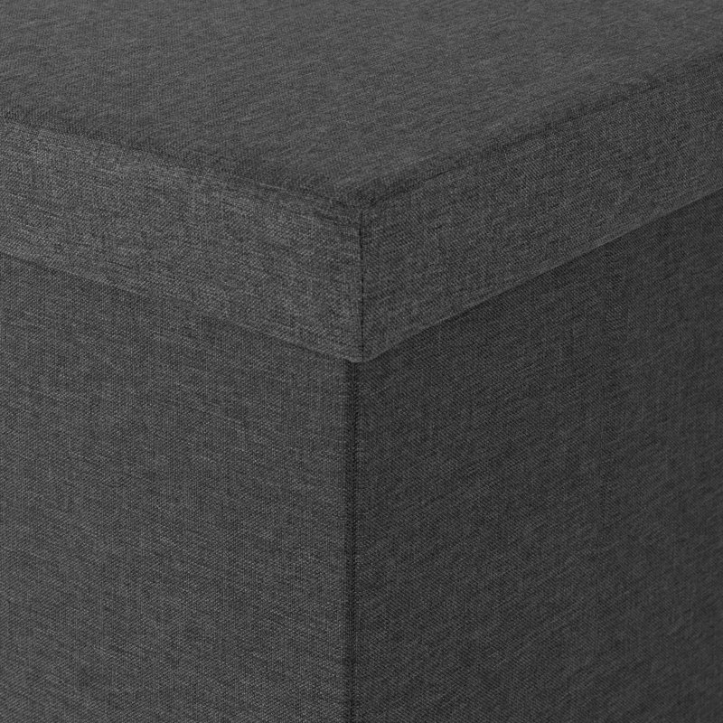 15.7'' W Upholstered Storage Ottoman, Dark Ash Grey