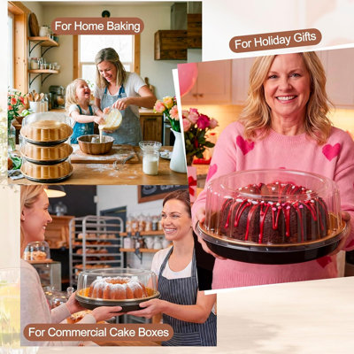 Ensemble de 10 contenants à gâteau ronds de 12 po et 10 planches à gâteau de 10 po