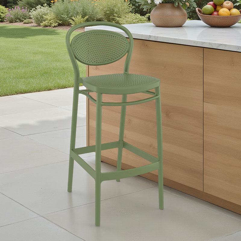 Farrah Outdoor Stool, Olive Green, Bar Stool (29.5" Seat Height)