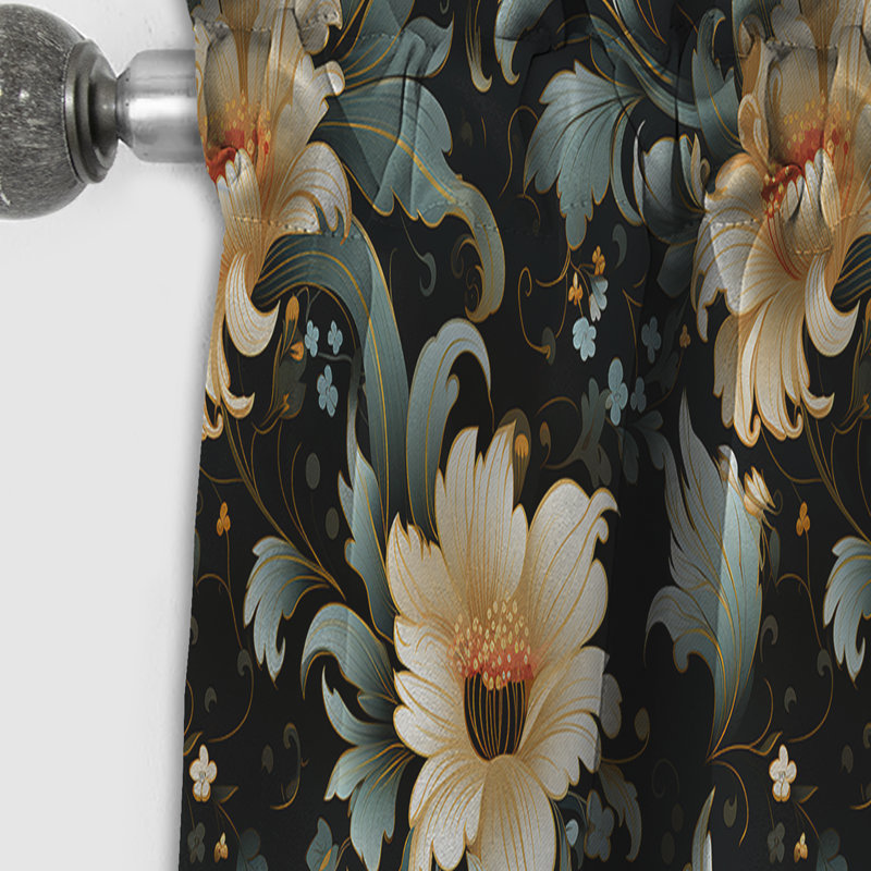 Classic Elegance Paisley Motif I - Rideau floral - Rideau occultant floral - 1 panneau, L 52 po x L 84 po