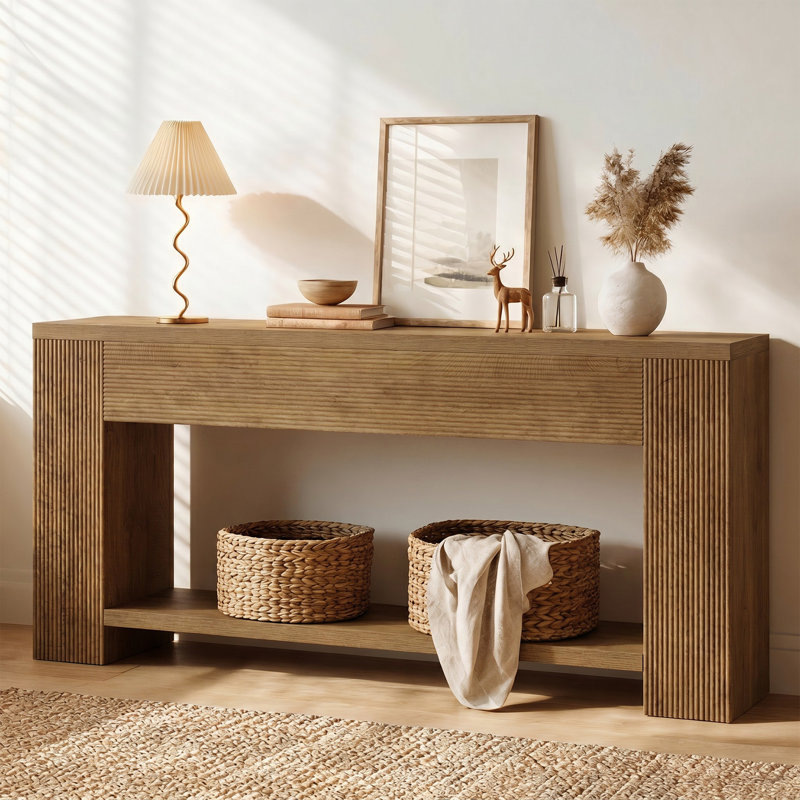 70.87" W Manufactured Wood Console Table, Light Brown