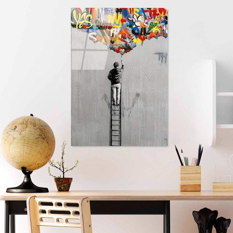 Superbe peinture murale en verre trempé 27,6 po x 39,4 po | 100% verre trempé, épaisseur: 0,16 pouce | Décoration élégante pour le salon ou le bureau, durable et facile à nettoyer, idée de cadeau parfaite