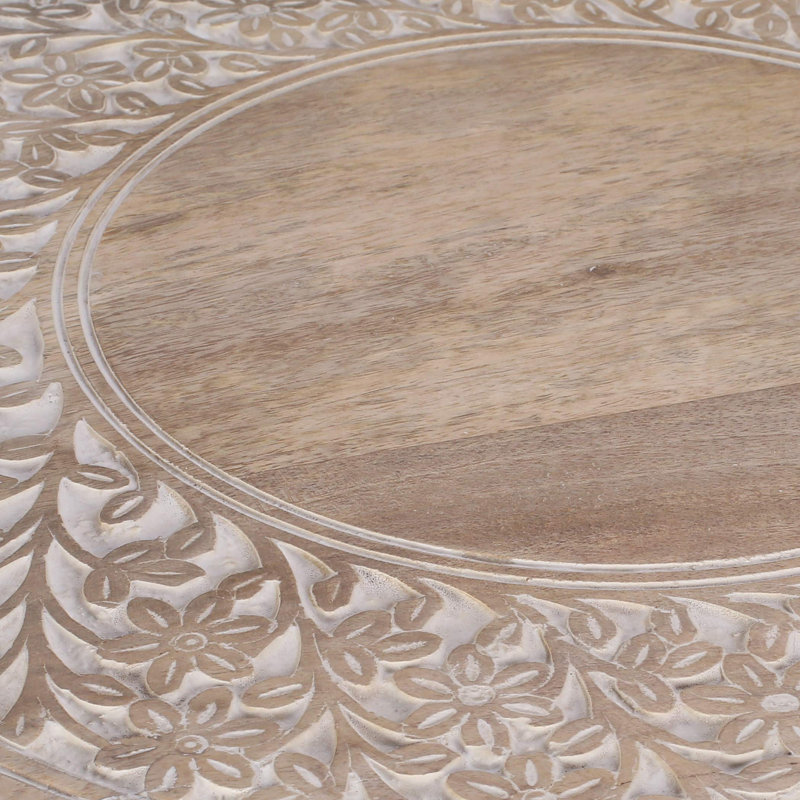 Table d'appoint sculptée en bois pour salon - Brun, Brown