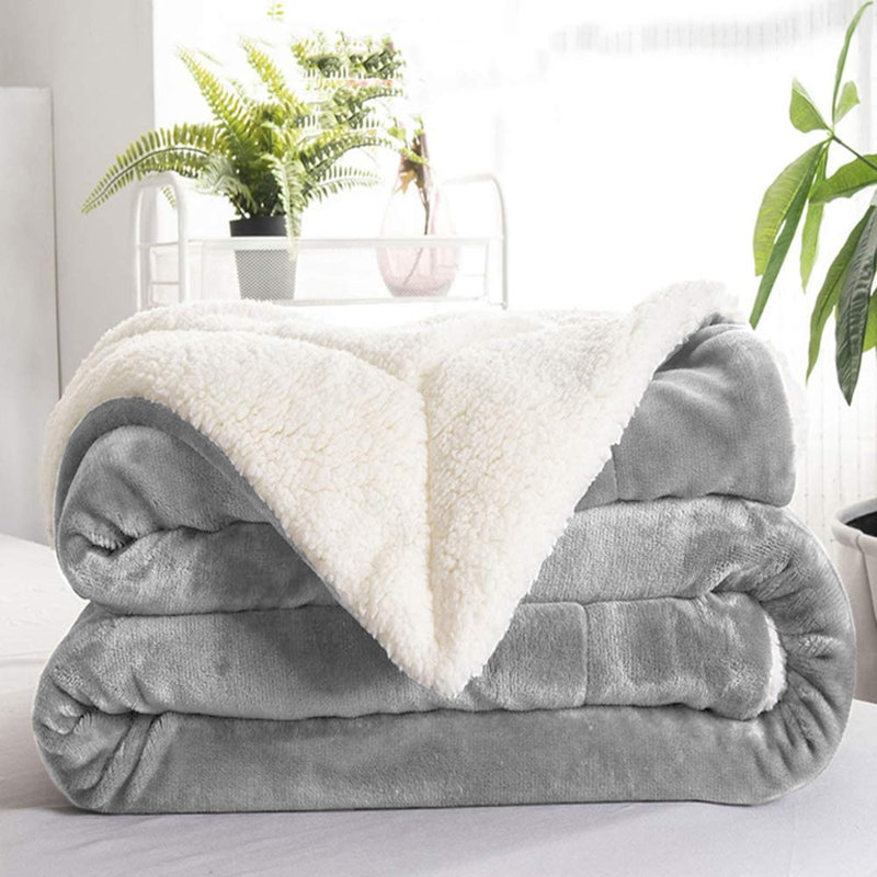  Jeté de lit Sherpa, Lit simple, Argent