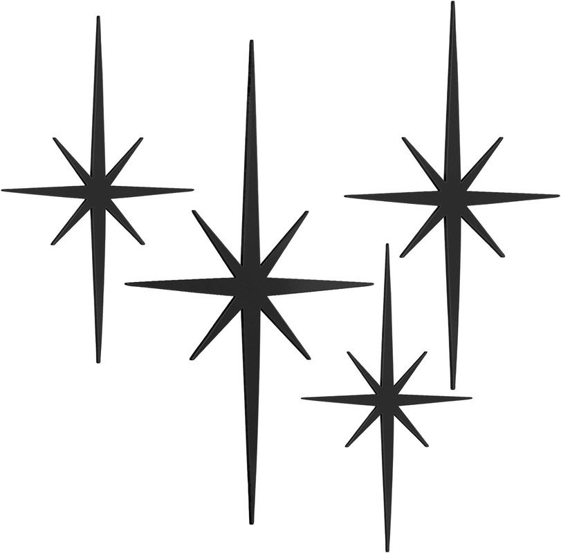 Brayden Studio® 4 Pcs Cast Iron Starburst Wall Decor ,8 Pointed Atomic