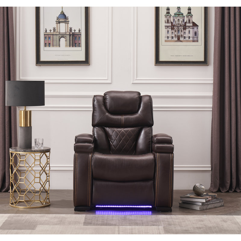 Fauteuil inclinable Akenzie, Cuir véritable brun
