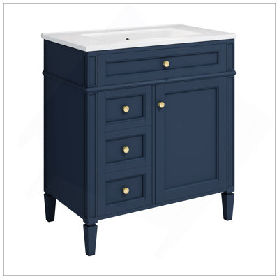 Meuble-lavabo moderne 30 po avec lavabo supérieur, meuble-lavabo moderne avec 2 tiroirs et un tiroir basculant, meuble-lavabo simple