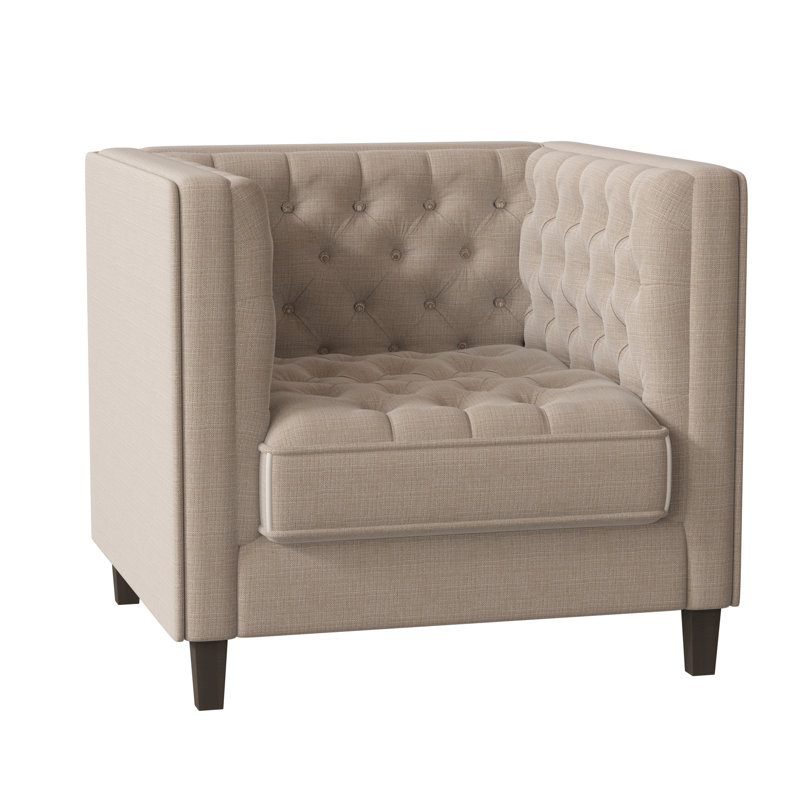 Fauteuil capitonné large de 36 po Jess, Café au lait Metrolinen, Brun acajou