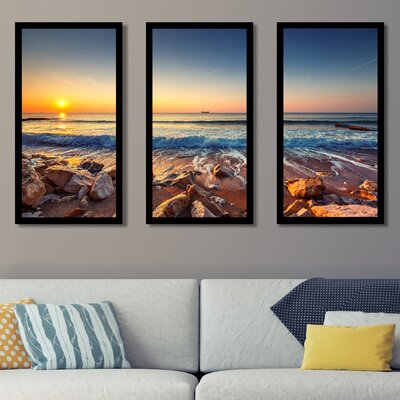 Beautiful Sunrise Over the Sea - 3 Piece Picture Frame Photograph Print Set on Acrylic -  Picture Perfect International, 704-4424-1224