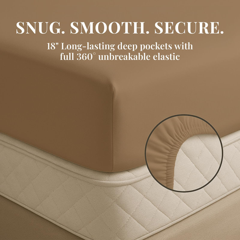 Premium Rayon From Bamboo Blend Sheet Set With Deep Pockets, Cooling and Breathable, Sanddunes