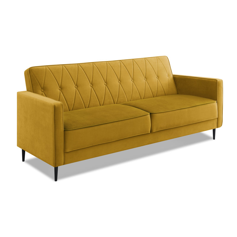 Aticus 3 Seater Sofa Bed, Mustard Velvet