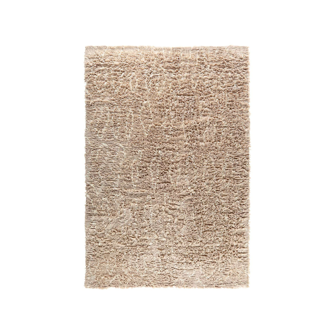 Handgefertigter Teppich Alyvia aus Wolle in Beige