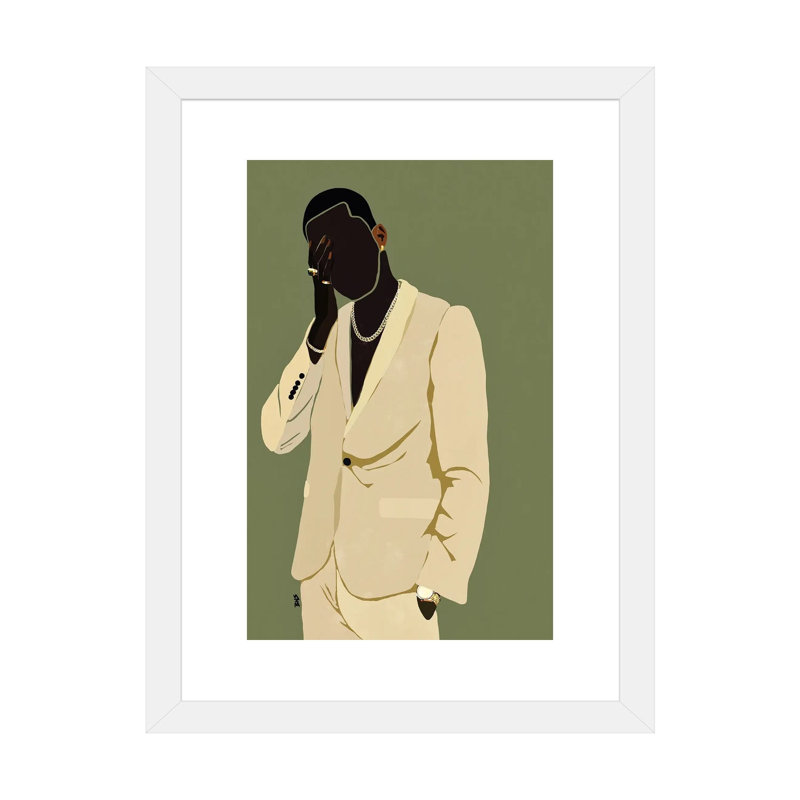 "Pierre" par Bria Nicole, impression d’art graphique, H 32 po x l 24 po x P 1 po, Papier encadré blanc, Blanc