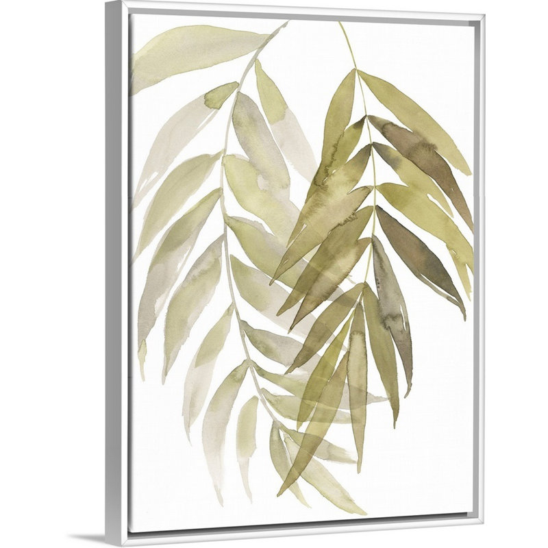 «Palm Embrace I», art mural sur toile, H 42 po x l 32 po, Toile avec cadre blanc