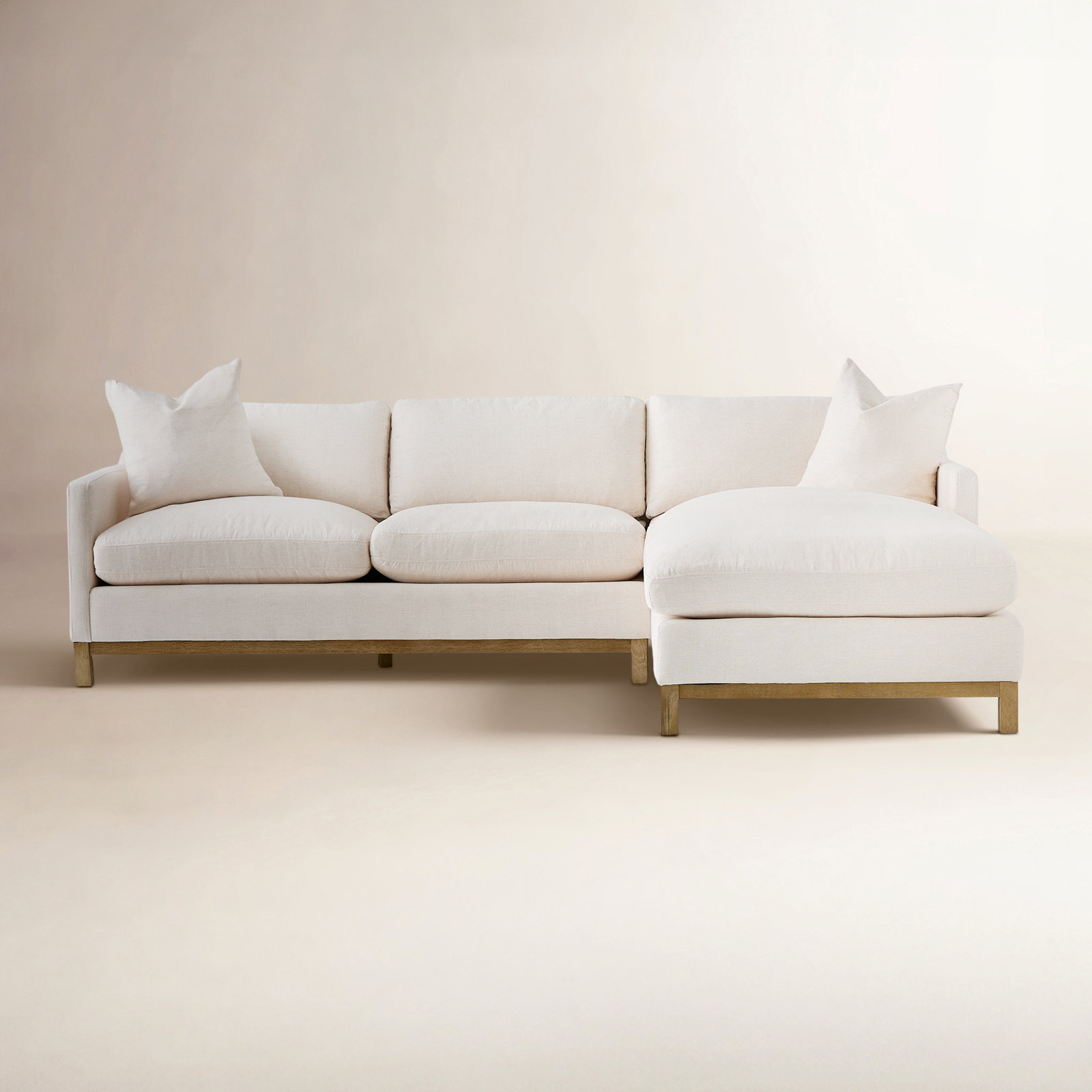 Cami Solid Wood Sofa and Chaise, Right Hand Facing, Cloud Linen Blend
