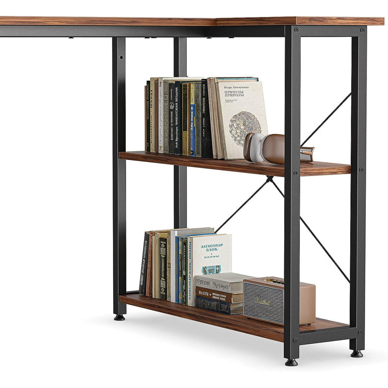 Anacleta L-Shape Desk, 28.7" H x 47" W x 27.5" D, Brown