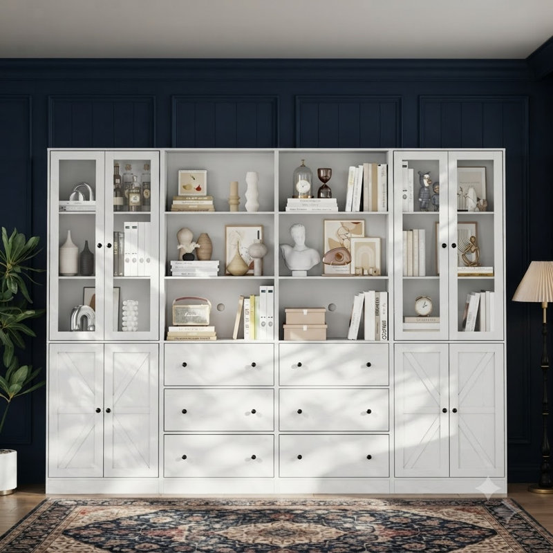 Ensemble de bibliothèques 70 po x H 94,48 po, Blanc