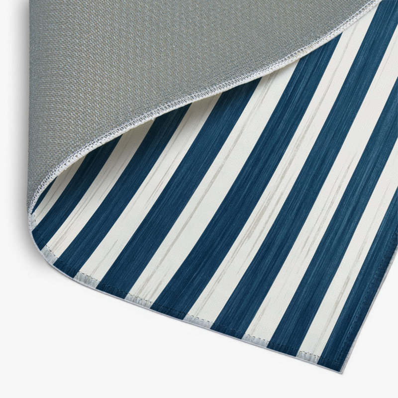 Tapis intérieur / extérieur blanc HorizontalStripes, Rectangulaire 8 pi x 10 pi