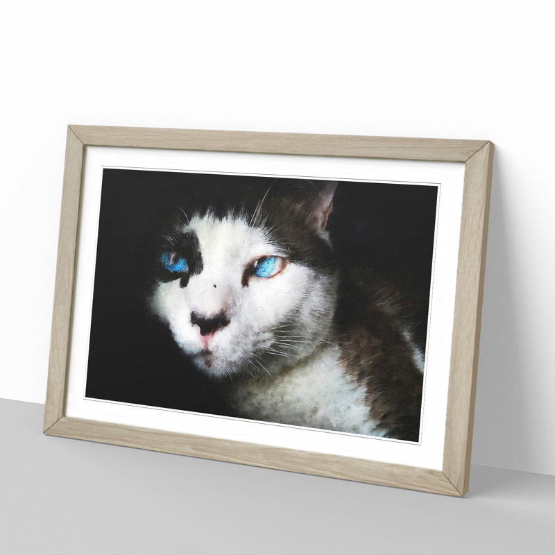 Portrait of a Cat Vol.10 - Picture Frame Painting, 27cm H x 36cm W x 2cm D, Oak Framed