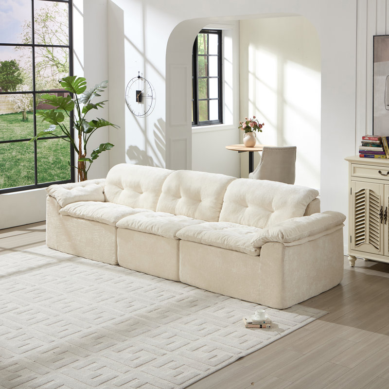 Canapé à accoudoirs rembourrés 118 po, H 33,46 po x l 118,11 po x P 39,3 po, 3, Beige