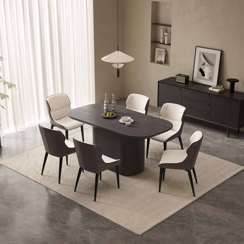 Ensemble de table de salle à manger 62,99 "avec 6 chaises pour la cuisine, le bar et le salon, 7 pièces (1 table, 6 chaises)