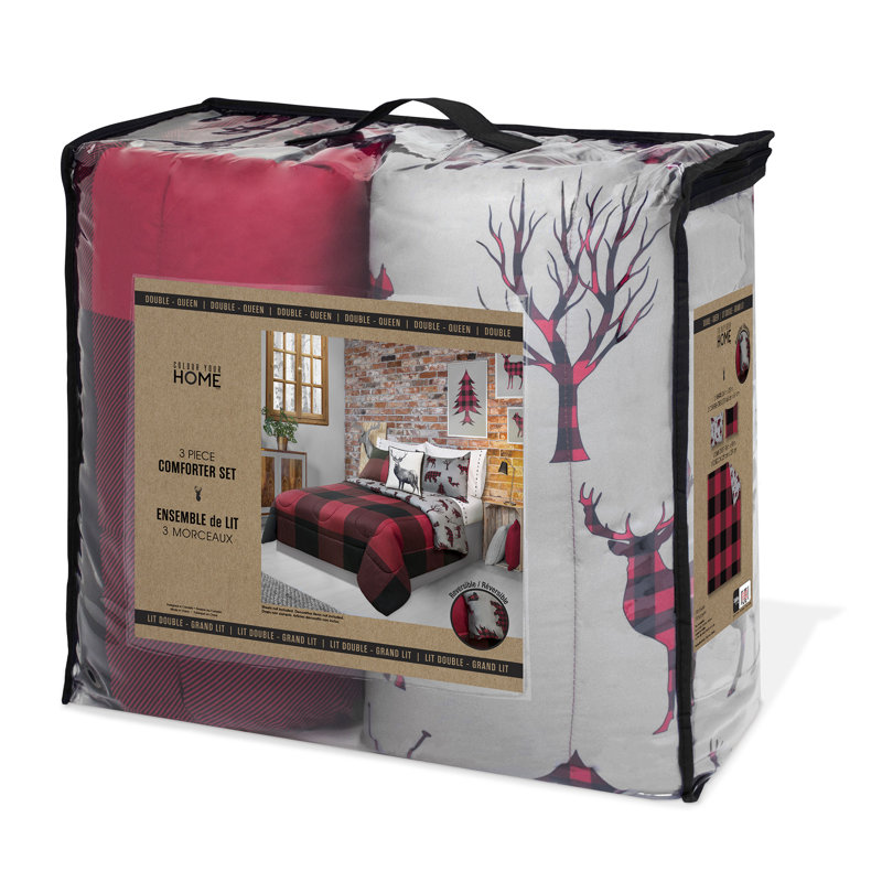 Buffalo Polyester Plaid Comforter, Red, King Comforter + 2 Shams
