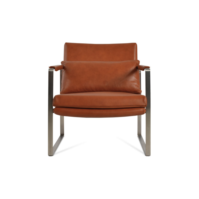 Zara Small Lounge Chair, Brown Faux Leather