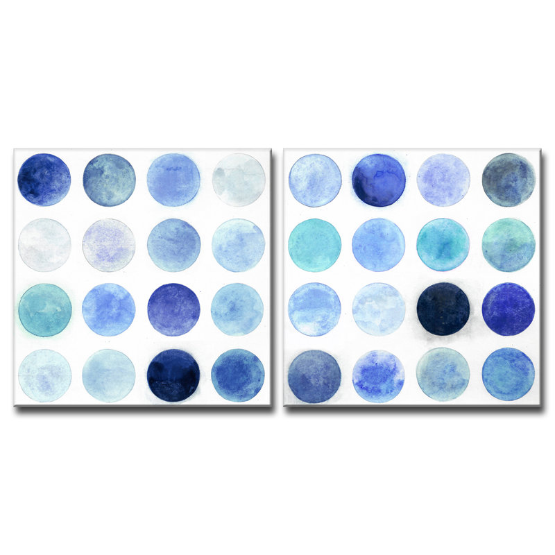 «Blue Moons I / II» par Norman Wyatt Jr., ensemble de 2 reproductions sur toiles tendues, H 24 po x l 48 po x 1,5 po
