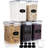 5 Pack 1.6L Airtight Food Storage Containers, 1.5Qt Plastic Storage Boxes For Organiziting Kitchen With Labels And Measuring Bottles, For Cereals, Beans,Sugar, Flour