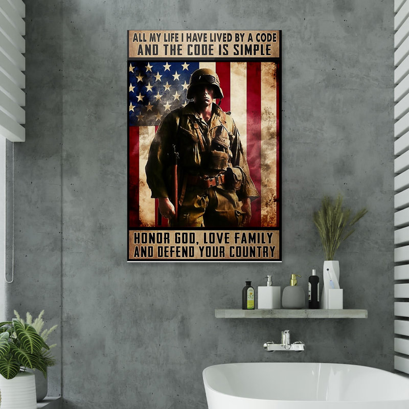Soldat «All My Life I Have Lived By a Code», impression sur toile tendue, L 24 po x H 36 po