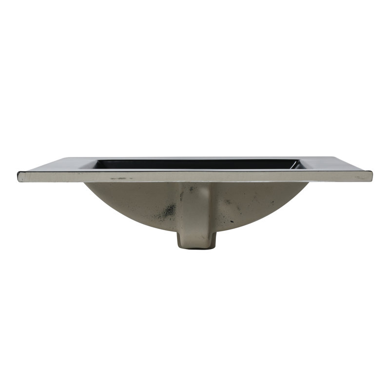 Bassin en céramique noire de 24 po, profondeur interne de 4,72 po, comptoir de 0,81 po, lavabo vasque moderne 24 po, pratique à l'intérieur