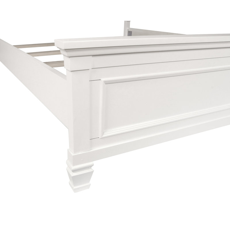 Lit à panneau en bois manufacturé et massif Gilpin, Simple, Blanc