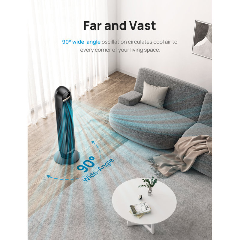  Ventilateurs de tour Dreo pour la maison, ventilateur de plancher sur pied 36 po avec télécommande, ventilateur oscillant à 90 °, haute vitesse de 24 pi / s, affichage DEL, 4 vitesses, 4 modes, minuterie 8H, ventilateur de chambre silencieux