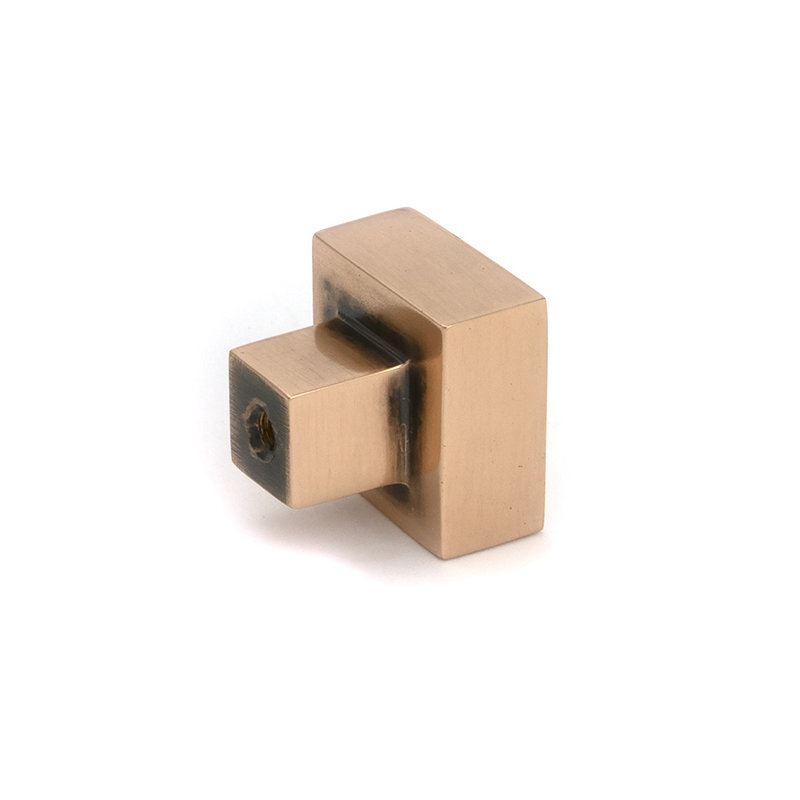 Albers Square Knob, Polished Bronze, 0.98" Knob Diameter