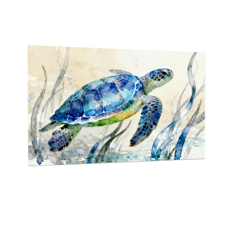 Reproduction d'art aquarelle animaux, tortue de mer, H 12 po x l 18 po