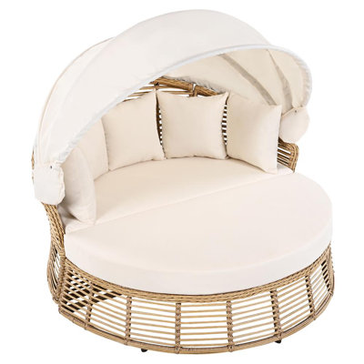 Outdoor Patio Daybed with Retractable Canopy