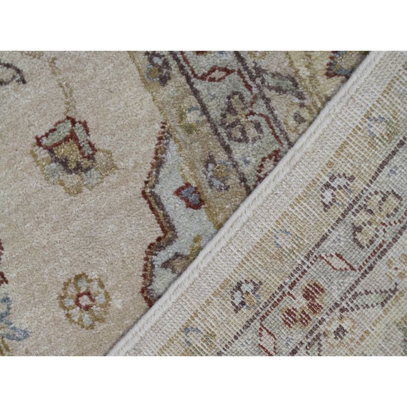Wool Oriental Area Rug in Beige/Light Blue