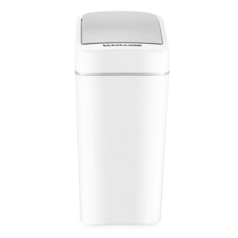 White Plastic 1.8 Gallon Touchless Motion Sensor Trash Can