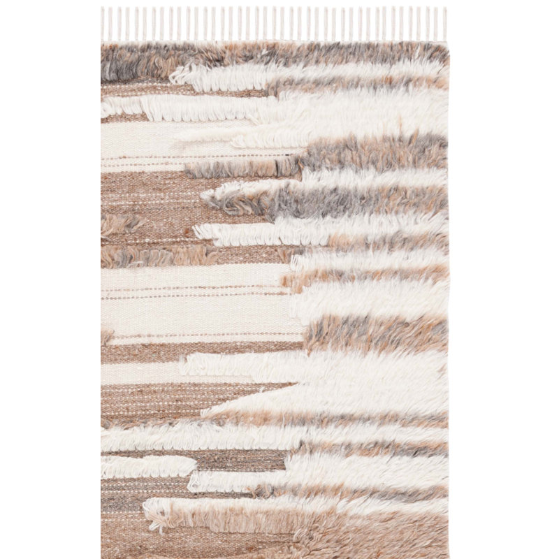 Stochmal Handwoven Wool Cotton Abstract Rug in Brown/Ivory, Rectangle 3' x 5'