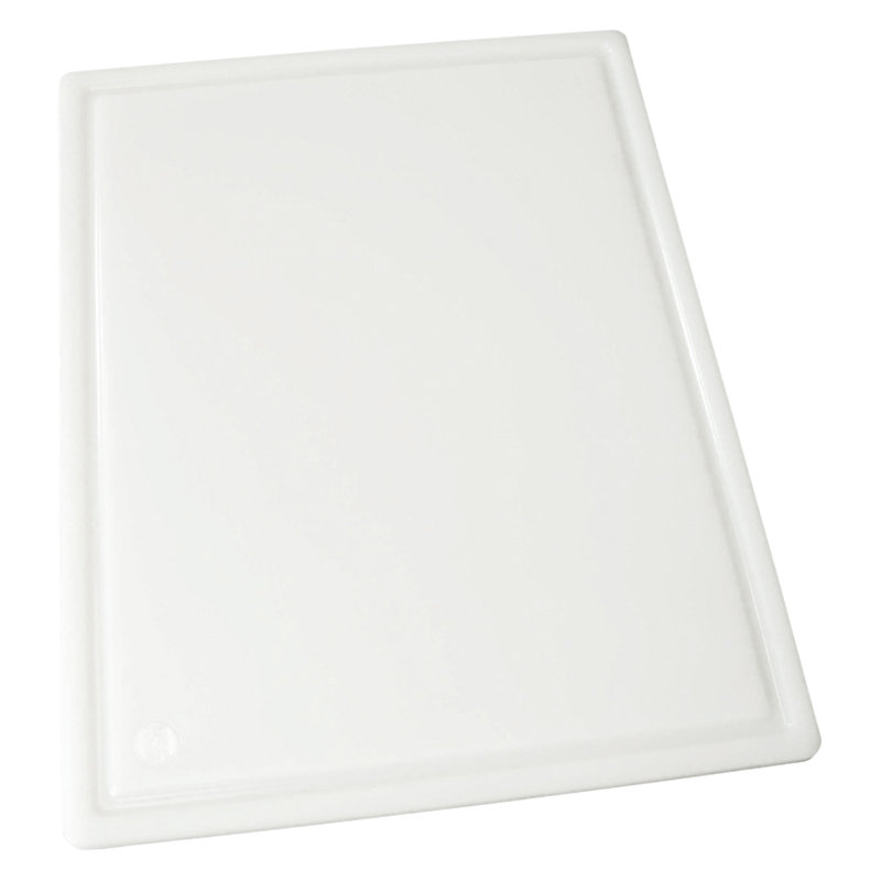 Planche à découper en plastique robuste avec rainure Winco, 12 po x 18 po x 1/2 po, blanc, L 12 po x L 18 po