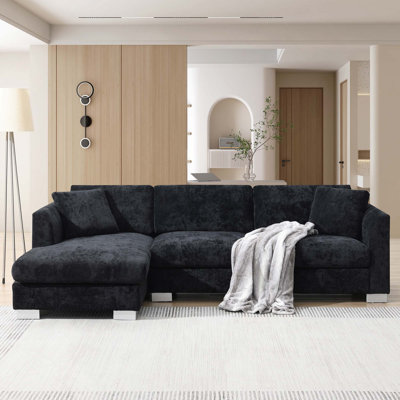 Canapé modulaire en L 96 po en forme de L de 96 pouces avec 2 coussins gratuits et une très grande chaise pour salon, appartement, bureau