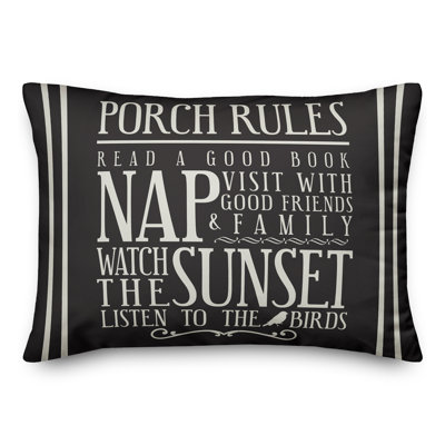  Porch Rules Outdoor Rectangular Pillow Cover & Insert