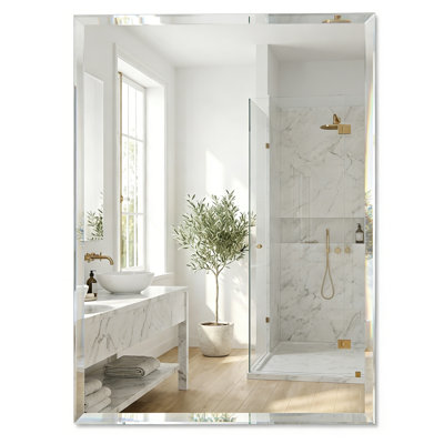 Rectangular Beveled Frameless Vanity Mirror