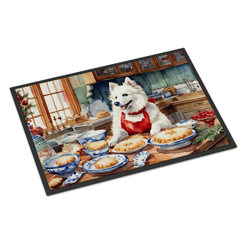 Paillasson American Eskimo Christmas Cookies DAC3714, L 18 po x L 27 po